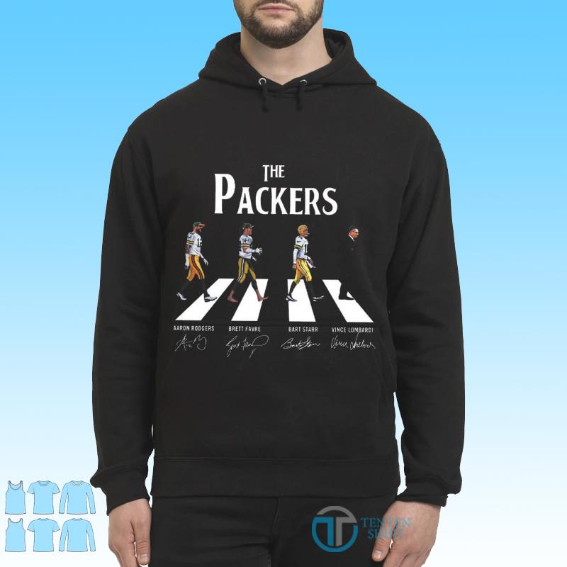 The Green Bay Packers Aaron Rodgers Brett Favre Bart Starr Vince Lombardi  Abbey Road signatures shirt, hoodie, sweater, long sleeve and tank top