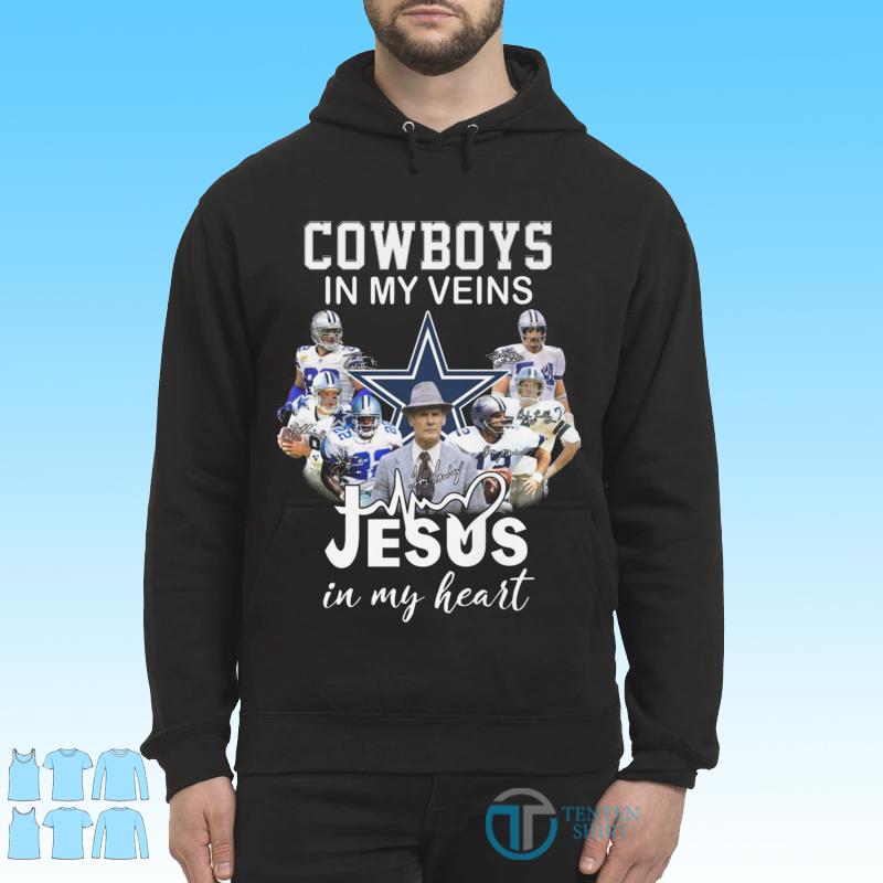 Dallas Cowboys Shirt, Cowboys In My Veins Jeus In My Heart Signatures T- Shirt - Bring Your Ideas, Thoughts And Imaginations Into Reality Today