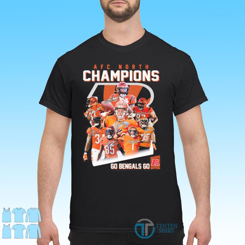 Cincinnati Bengals Go Bengals Go AFC North Champions 2022 Signatures Shirt  - Tentenshirts