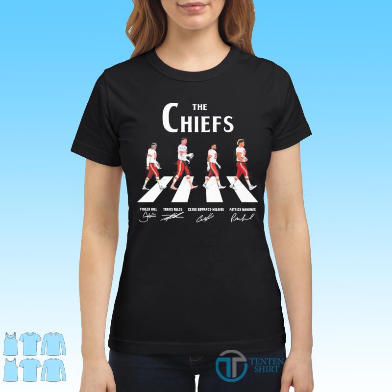 The Kansas City Chiefs With Tyreek Travis Kelce Clyde Edwards-helaire And  Patrick Mahomes Abbey Road Signatures Shirt, hoodie, sweater, long sleeve  and tank top